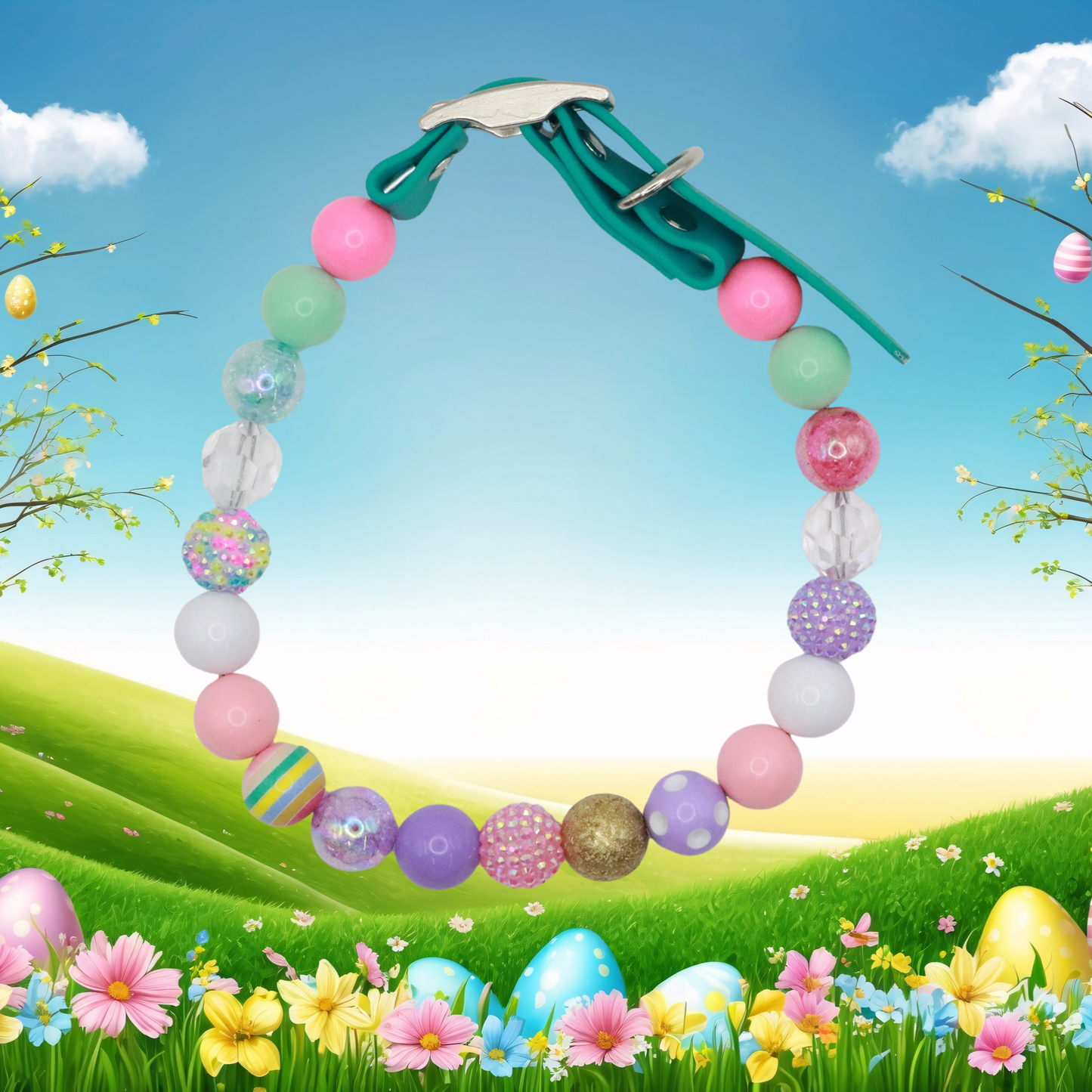 Beaded Easter Dog Collar-Adjustable
