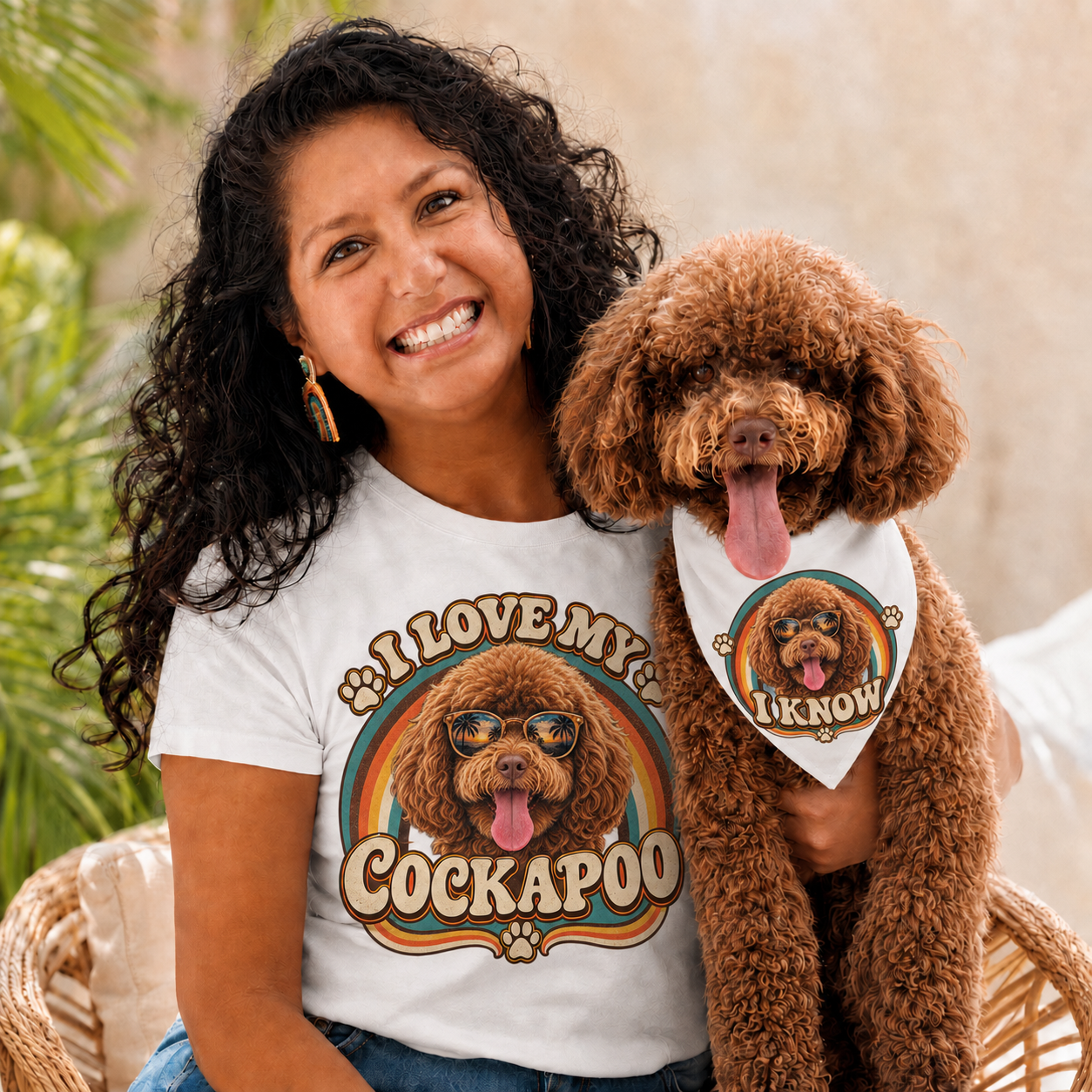 Custom dog Vintage T shirt, dog bandana and hat.