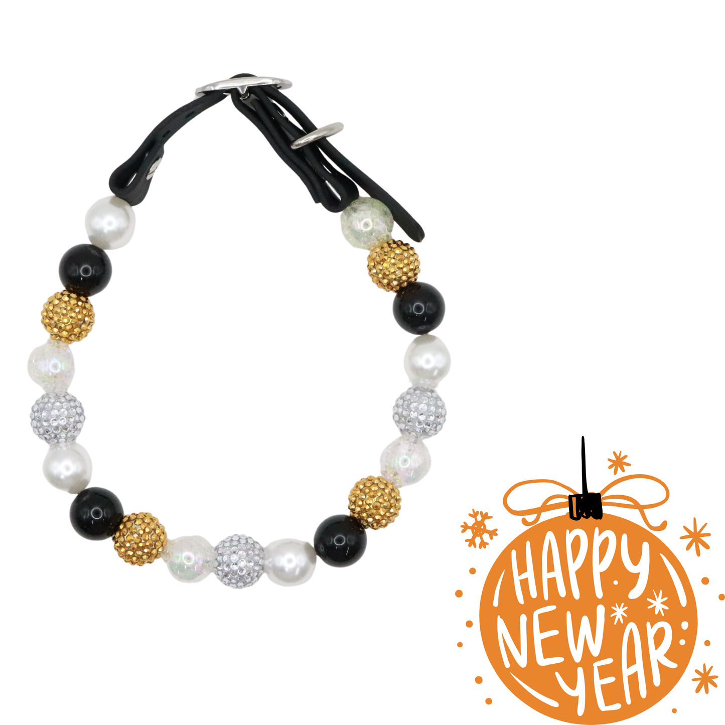 Shiny Beaded New Year Dog Collar-Adjustable