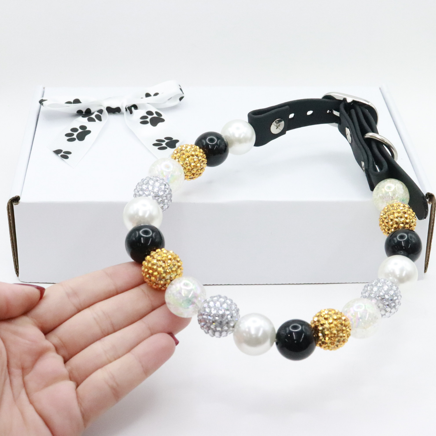 Shiny Beaded New Year Dog Collar-Adjustable