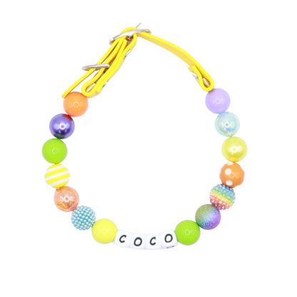 Adjustable Beaded Name Dog Collar-Rhinestone Beads 20MM