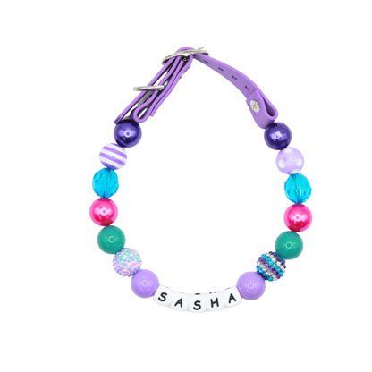Adjustable Beaded Name Dog Collar-Rhinestone Beads 20MM
