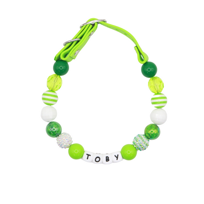 Adjustable Beaded Name Dog Collar-Rhinestone Beads 20MM