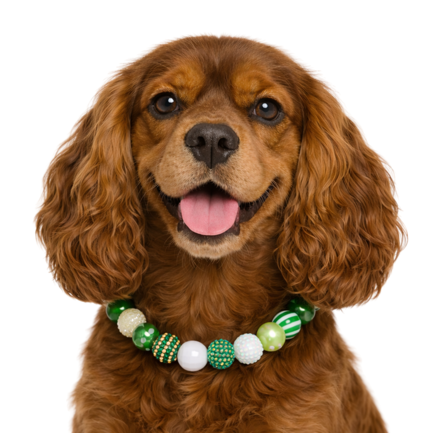 Adjustable Shiny Beaded St Patrick Dog Collar
