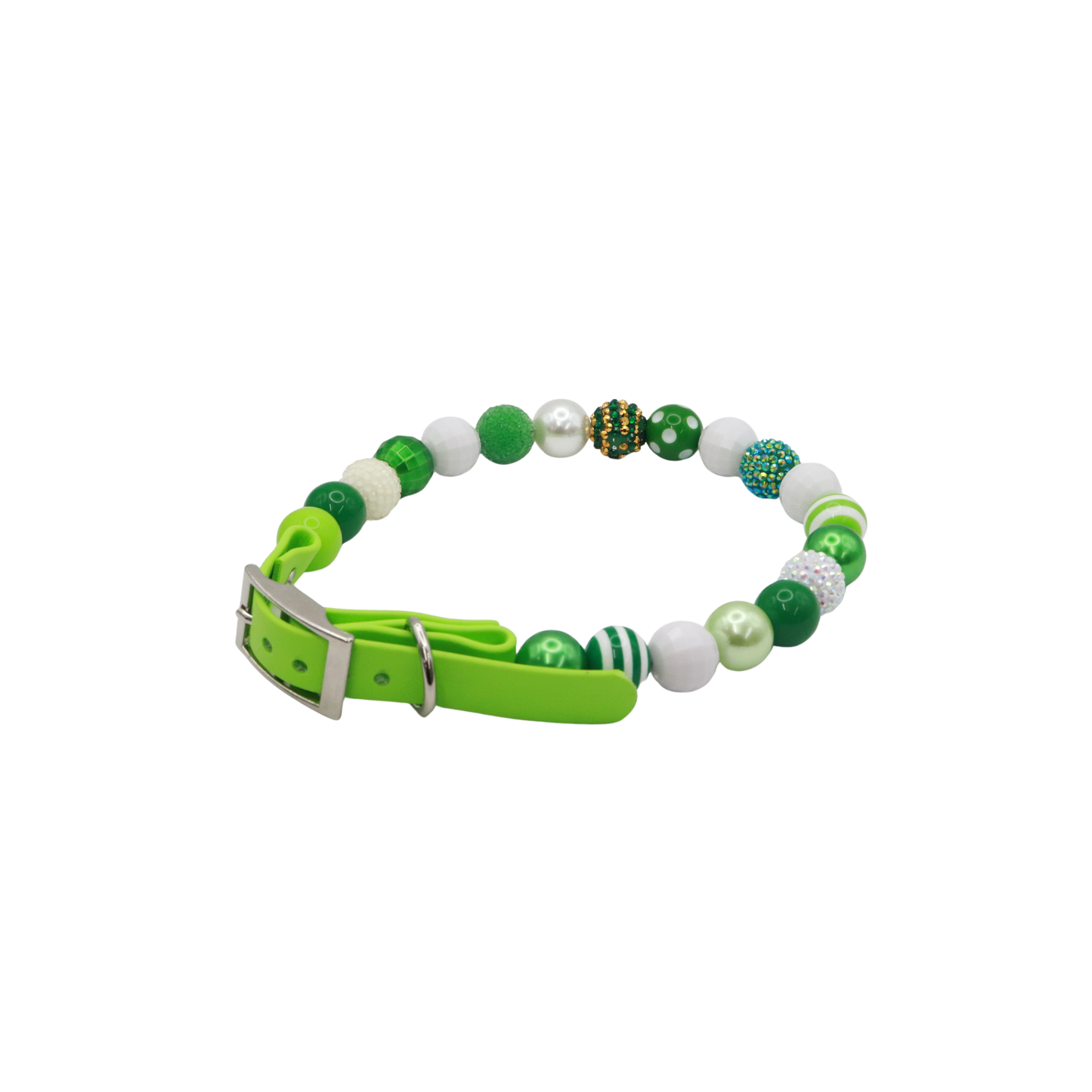 Adjustable Shiny Beaded St Patrick Dog Collar