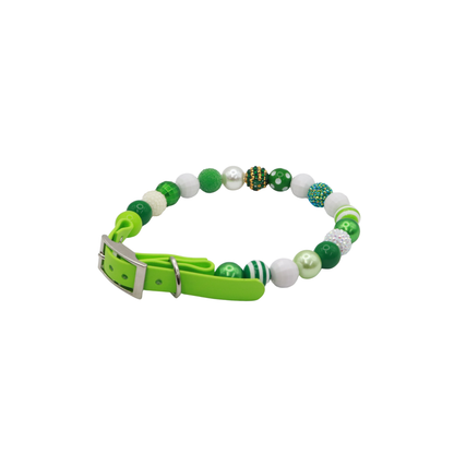 Adjustable Shiny Beaded St Patrick Dog Collar