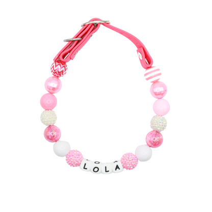 Adjustable Beaded Name Dog Collar-Rhinestone Beads 20MM