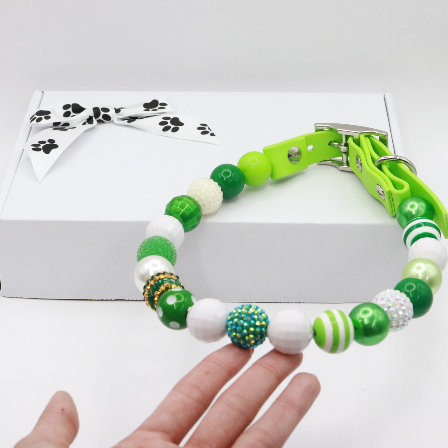Adjustable Shiny Beaded St Patrick Dog Collar