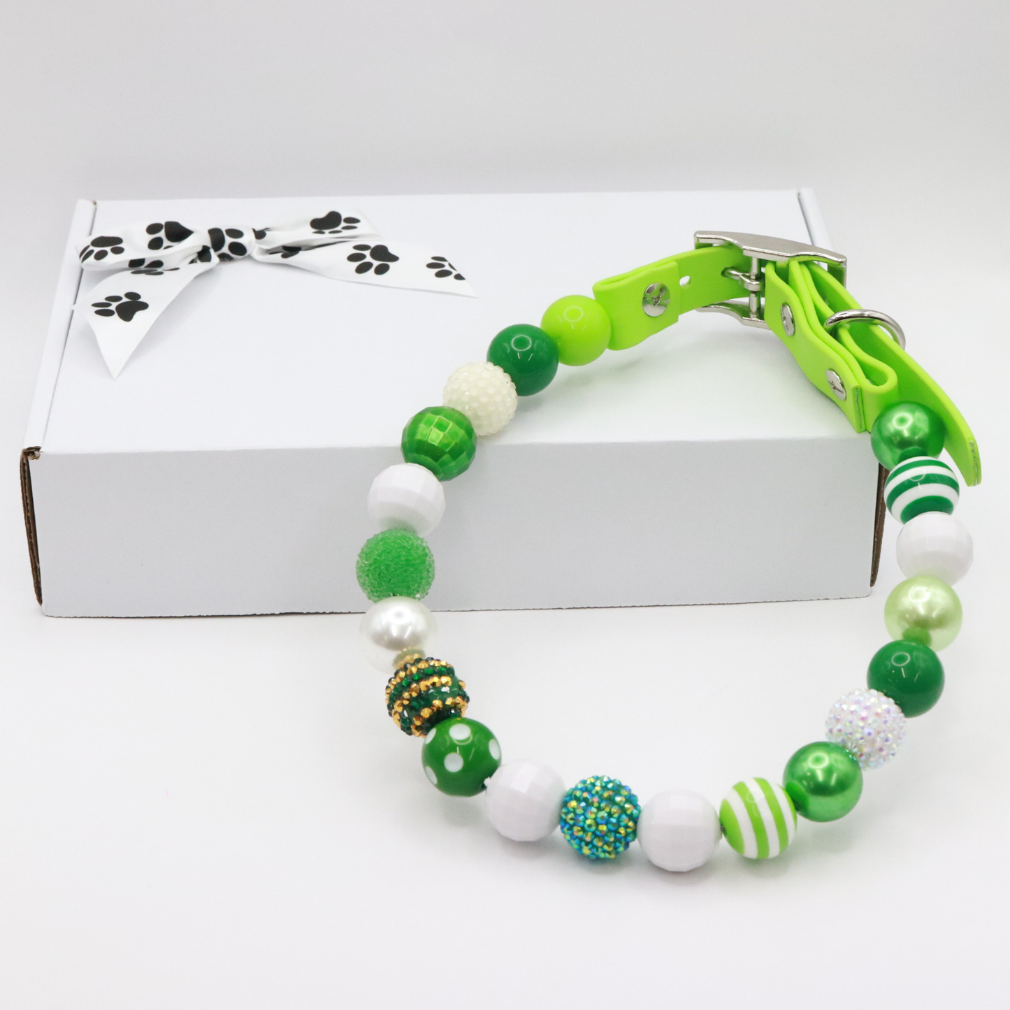 Adjustable Shiny Beaded St Patrick Dog Collar