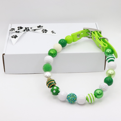 Adjustable Shiny Beaded St Patrick Dog Collar