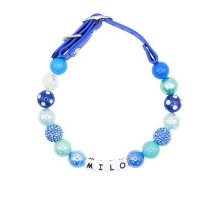 Adjustable Beaded Name Dog Collar-Rhinestone Beads 20MM