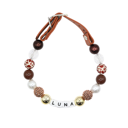 Adjustable Beaded Name Dog Collar-Rhinestone Beads 20MM