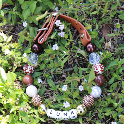 Adjustable Beaded Name Dog Collar-Rhinestone Beads 20MM