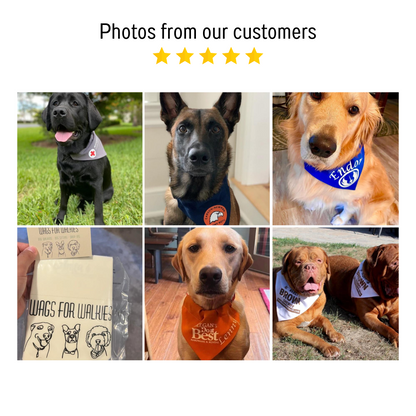 Custom text and logo dog bandana-Snap option