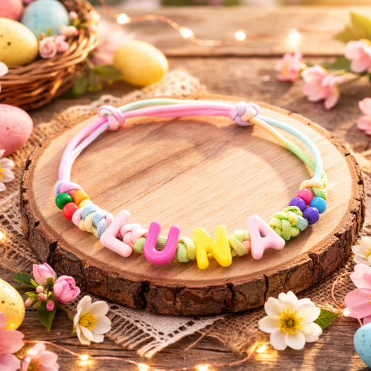 Pastel easter custom name dog necklace- Paracord