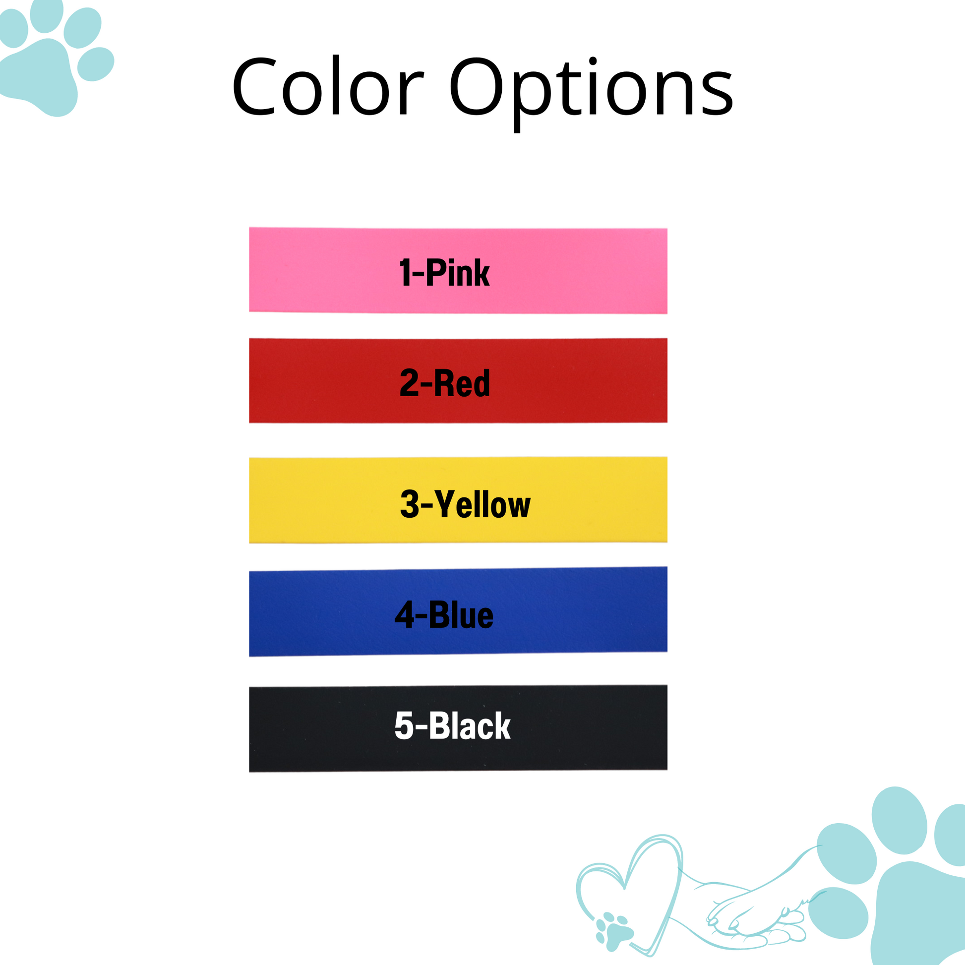 Colors to choose: 1-pink, 2-red, 3-yellow, 4-blue, 5-black