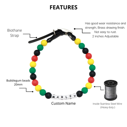Rastafari friendship bracelet dog collar and bracelet set- Matching dog and owner- Adjustable