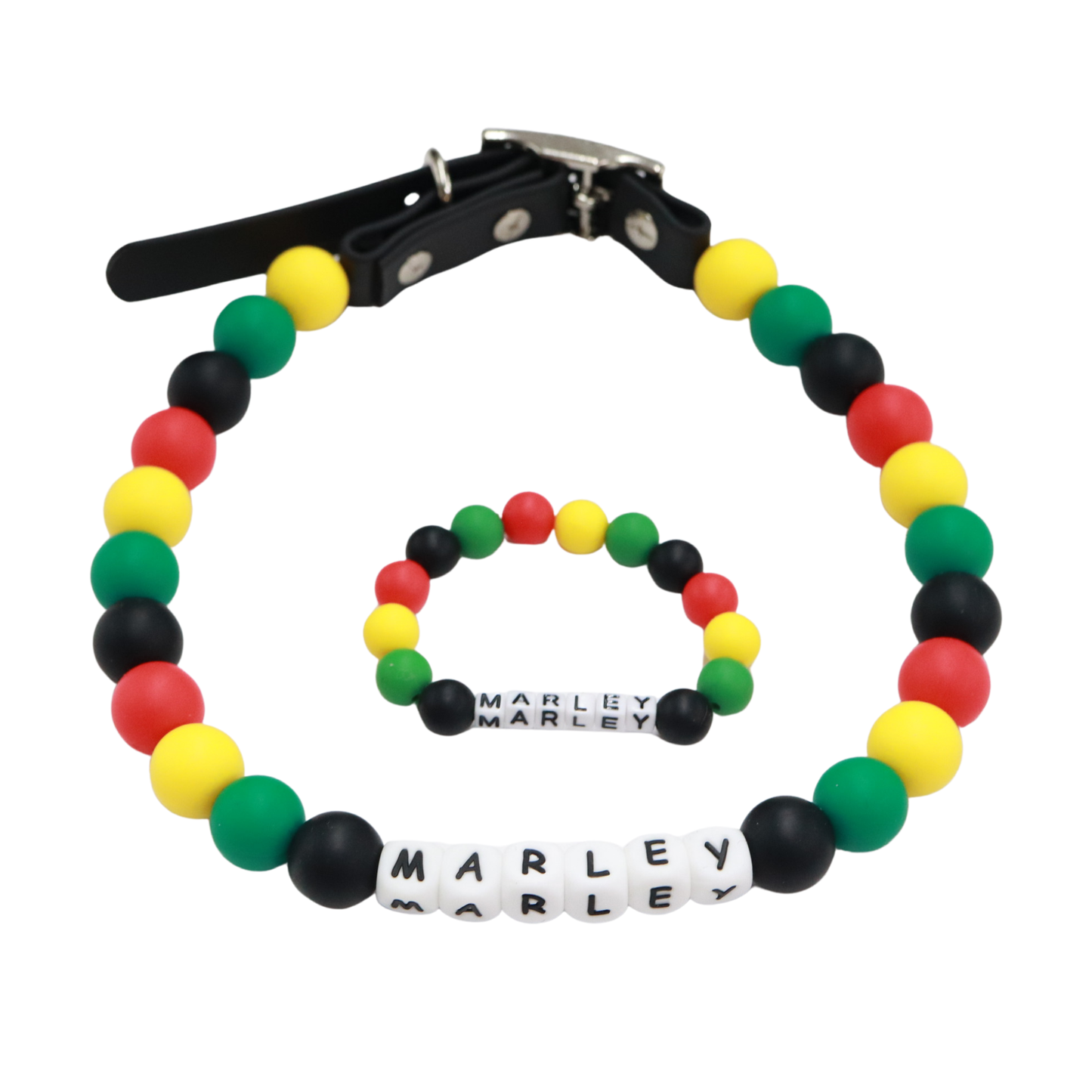 Rastafari friendship bracelet dog collar and bracelet set- Matching dog and owner- Adjustable