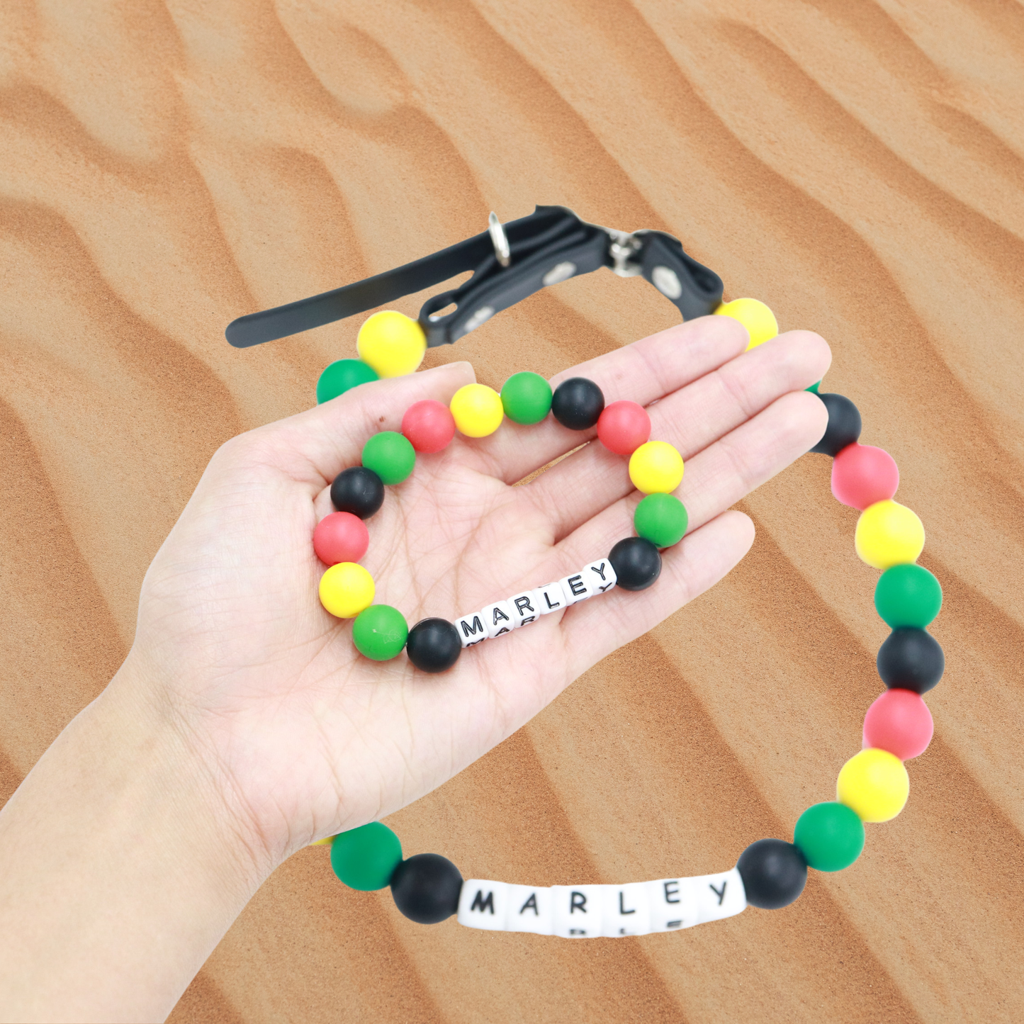 Rastafari friendship bracelet dog collar and bracelet set- Matching dog and owner- Adjustable