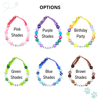 Adjustable Beaded Name Dog Collar-Rhinestone Beads 20MM