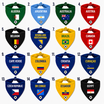 Dog & cat soccer bandana with country flag