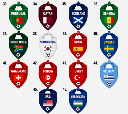 Dog & cat soccer bandana with country flag