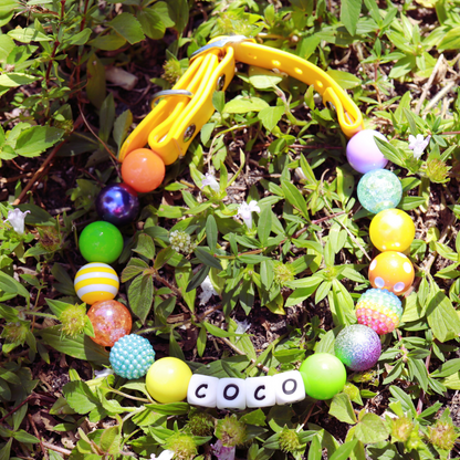 Adjustable Beaded Name Dog Collar-Rhinestone Beads 20MM