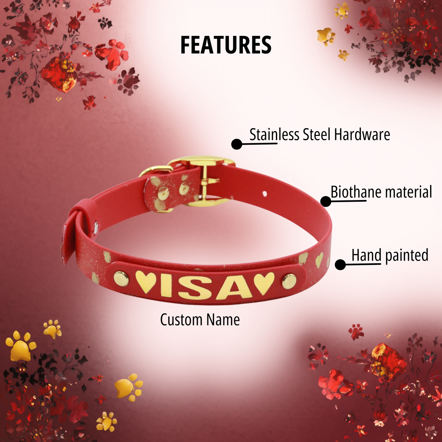 Valentines Biothane® Dog Collar - Custom Name