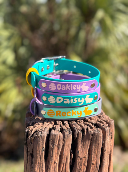 Easter Biothane® Dog Collar - Custom Name