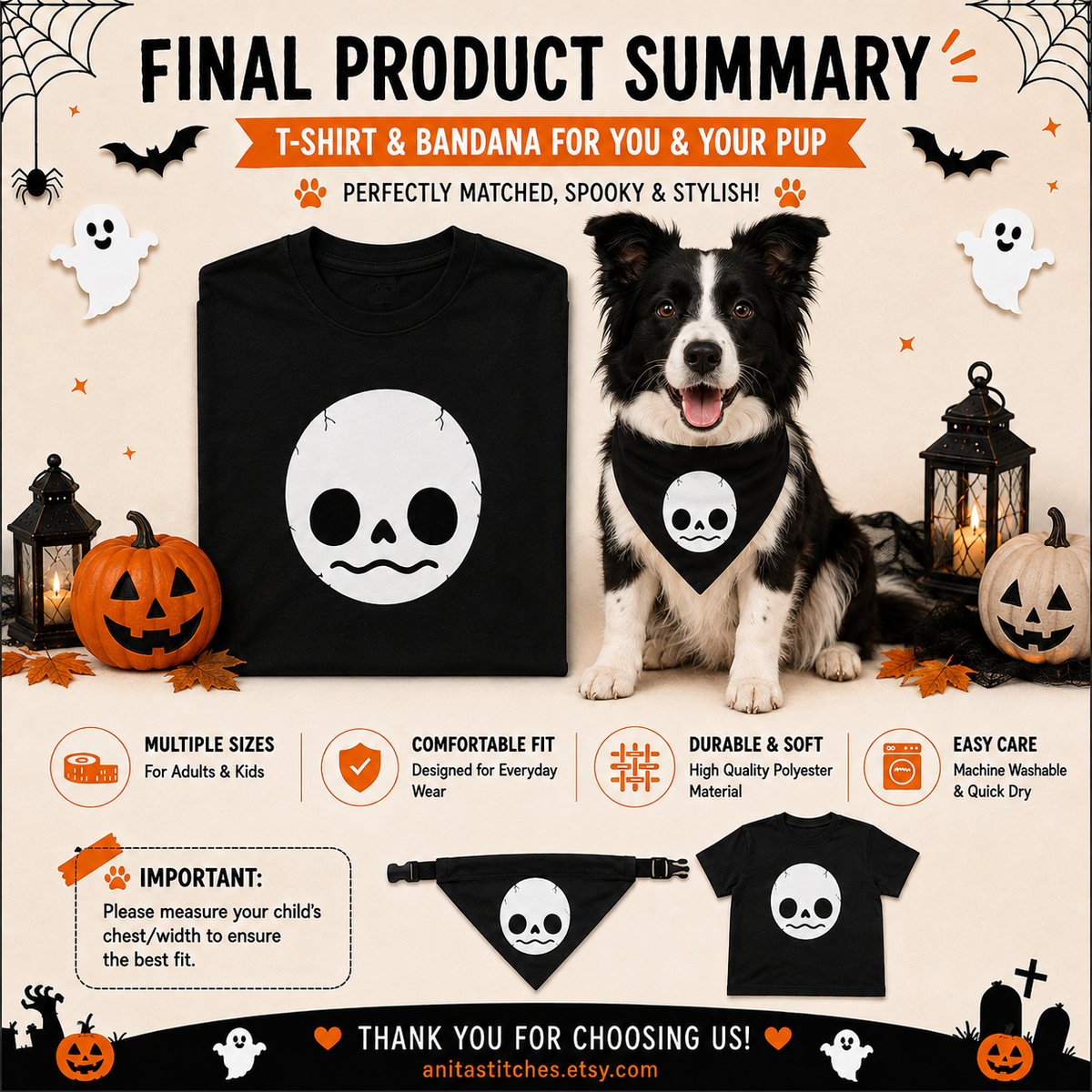 Disfraces de Halloween a juego para perros y dueños: esqueleto