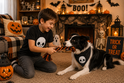 Disfraces de Halloween a juego para perros y dueños: esqueleto