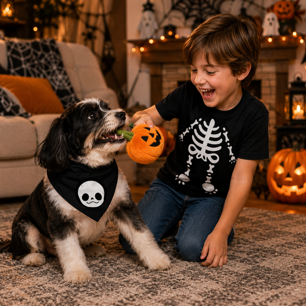 Disfraces de Halloween a juego para perros y dueños: esqueleto