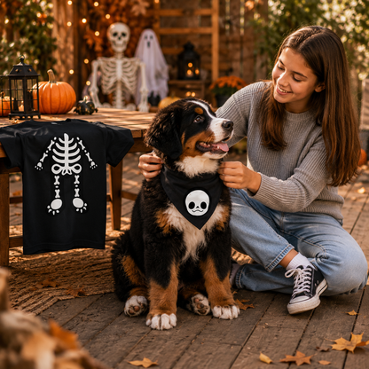 Disfraces de Halloween a juego para perros y dueños: esqueleto