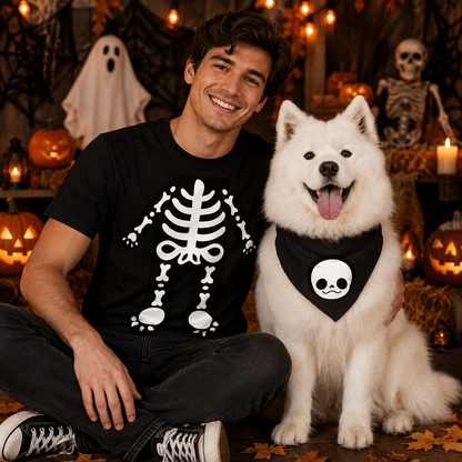 Disfraces de Halloween a juego para perros y dueños: esqueleto