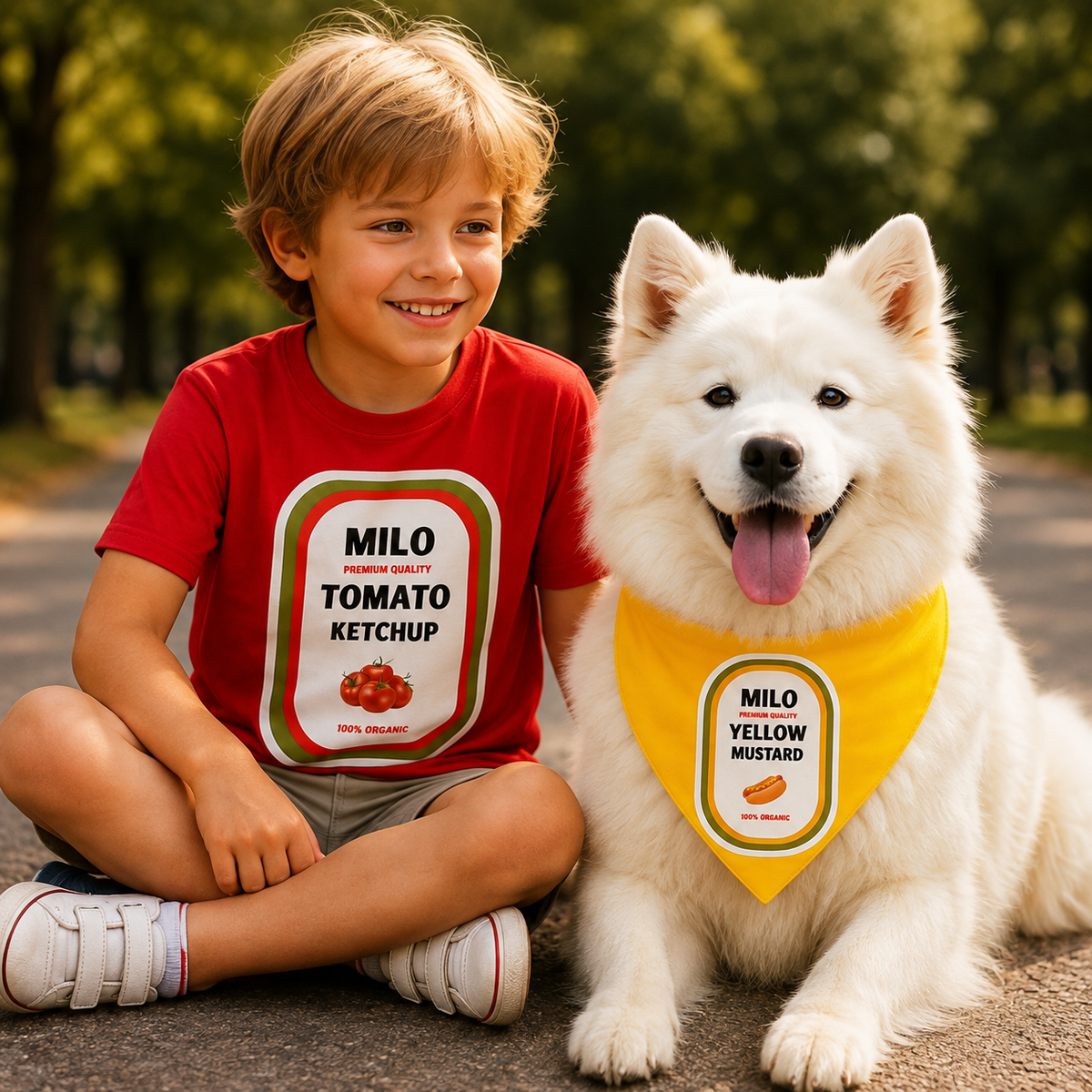 Dog And Owner Matching Halloween Costumes- Ketchup And Mustard