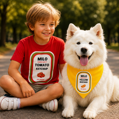 Dog And Owner Matching Halloween Costumes- Ketchup And Mustard