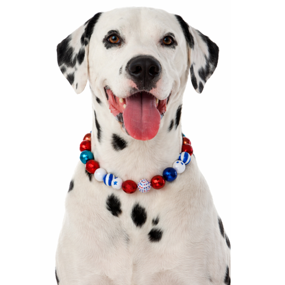 Adjustable shiny Beaded 4th july Dog Collar