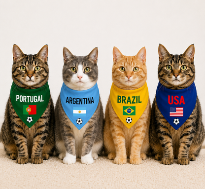 Dog & cat soccer bandana with country flag