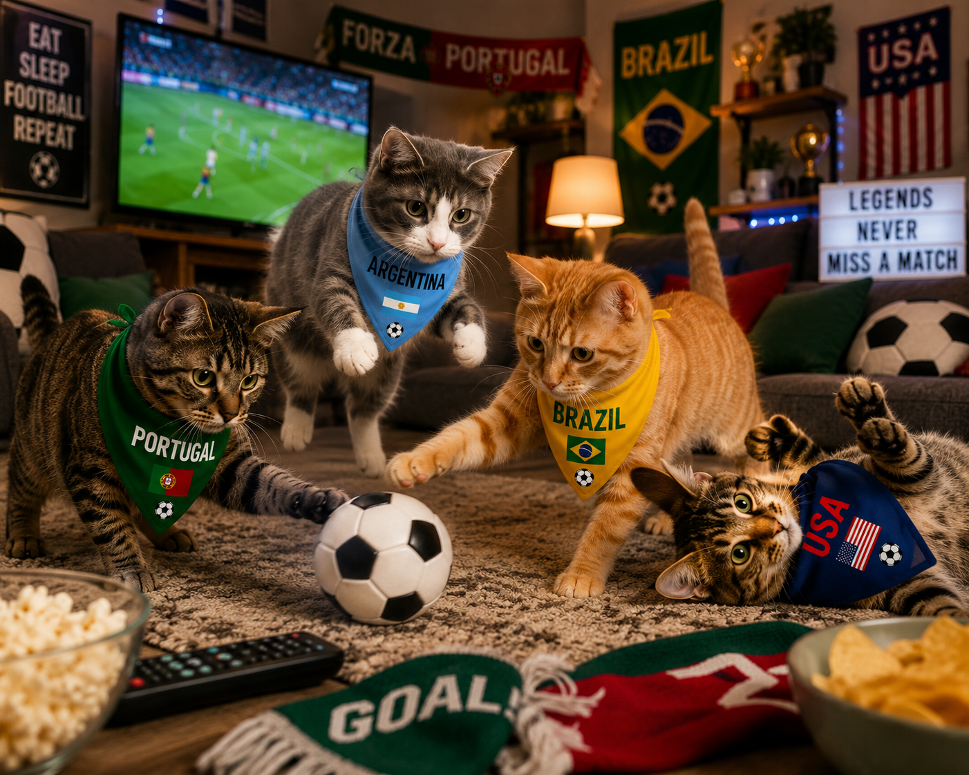Matching dog & owner soccer shirts and bandana with country flag