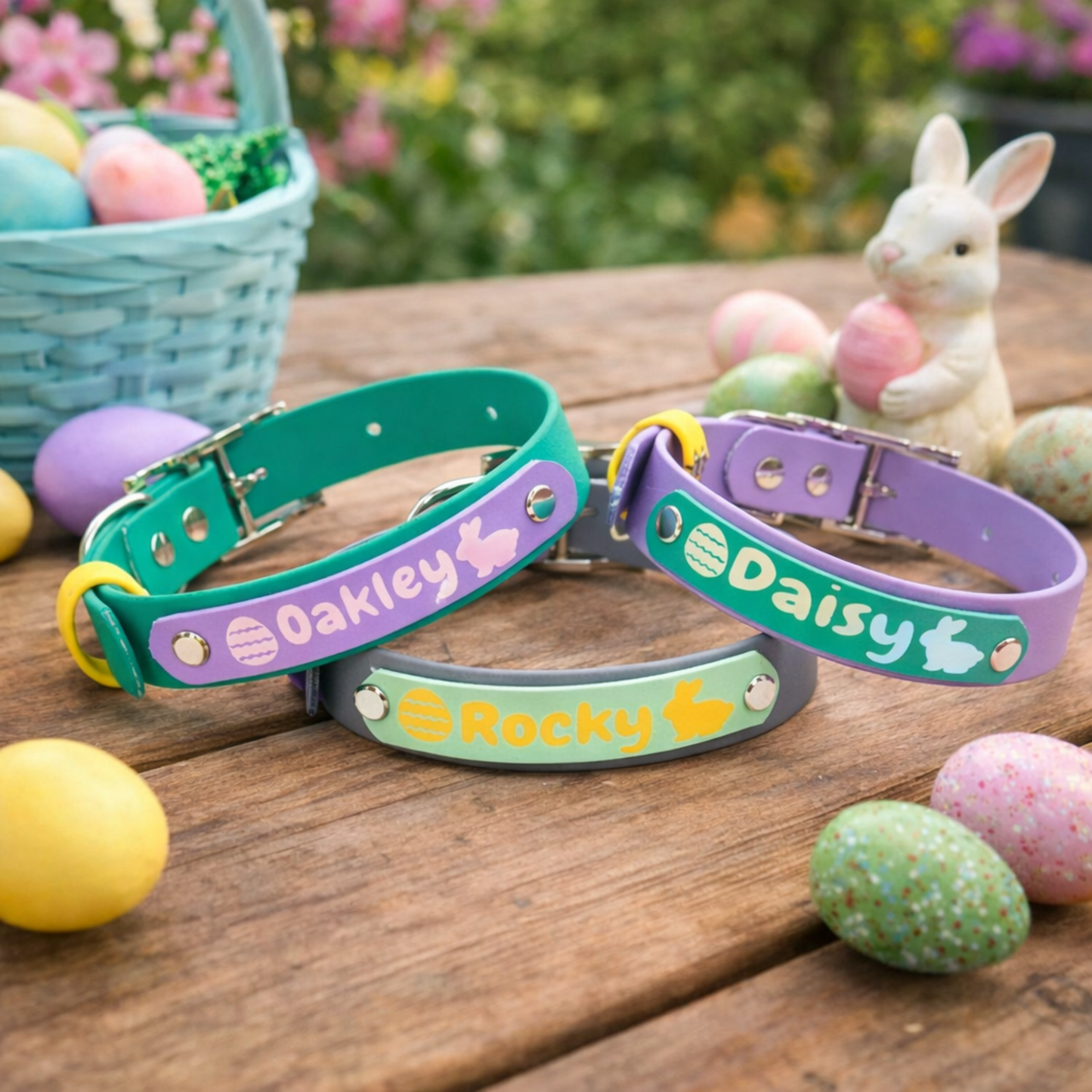 Easter Biothane® Dog Collar - Custom Name