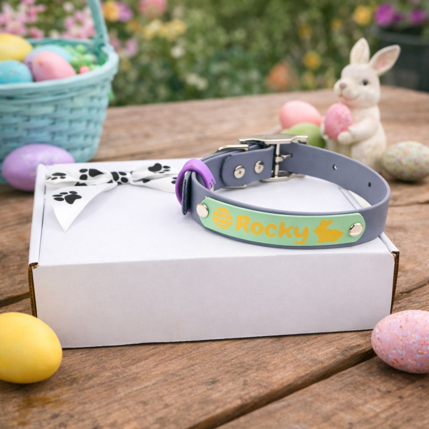 Easter Biothane® Dog Collar - Custom Name