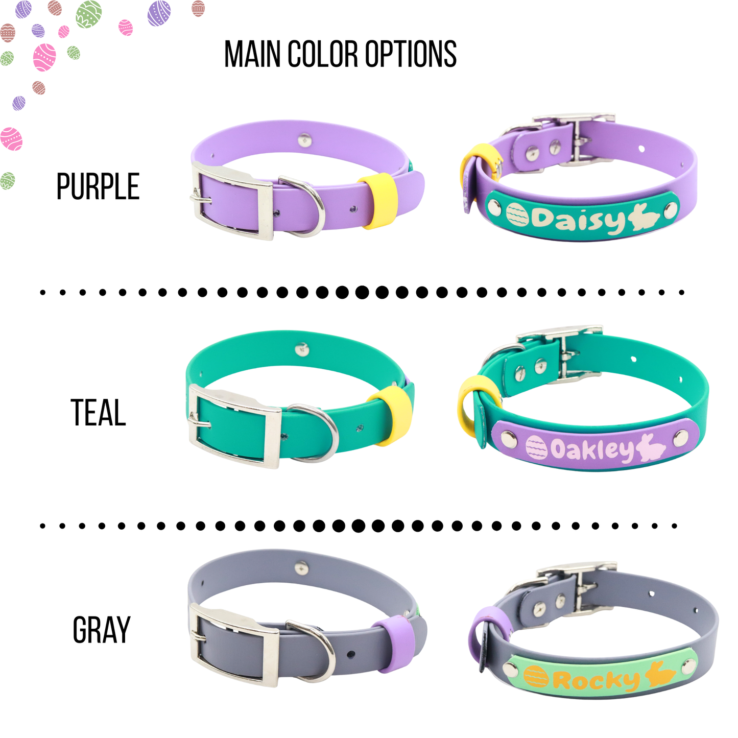 Easter Biothane® Dog Collar - Custom Name