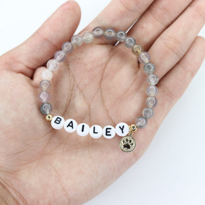 Personalized Cat Name Bracelet- Charm Paw