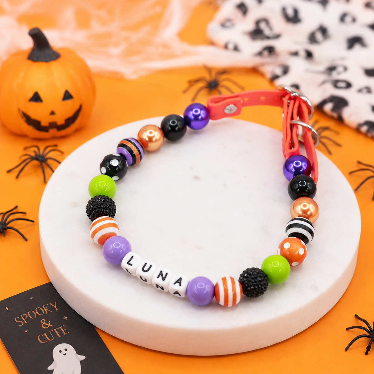 ¡Diseña tu propio collar AJUSTABLE para perros o gatos! Nombre, cuentas y correa personalizados