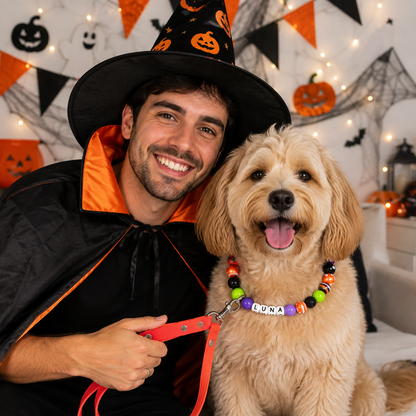 ¡Diseña tu propio collar AJUSTABLE para perros o gatos! Nombre, cuentas y correa personalizados