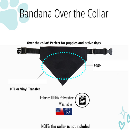 AnitasStitches black polyester dog bandana designed to slide over a collar, perfect for Halloween costumes.