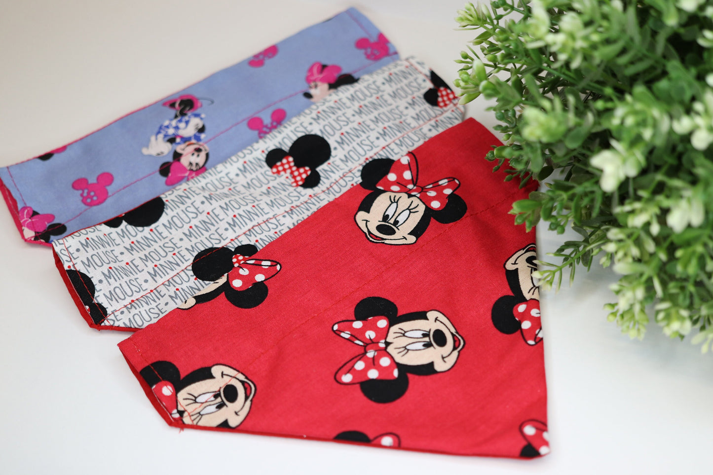 Personalized Minnie Dog Bandana Over The Collar