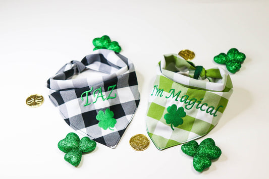 Personalized Saint Patrick's Day Dog Bandana- Embroidery Name