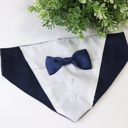 Royal Blue Tuxedo Cat Or Dog Bandana Over The Collar