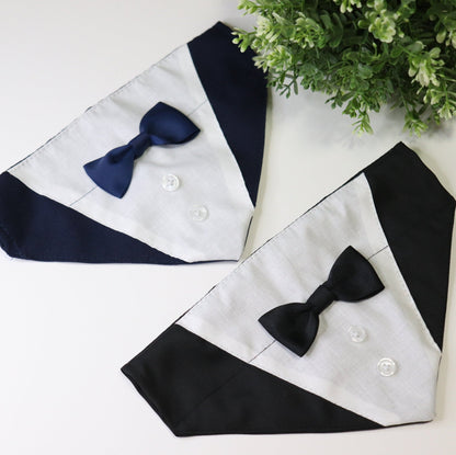 Royal Blue Tuxedo Cat Or Dog Bandana Over The Collar